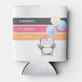 かわいいスイートペンギンバルーンガール誕生日 缶クーラー