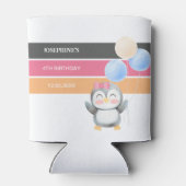 かわいいスイートペンギンバルーンガール誕生日 缶クーラー (裏面)