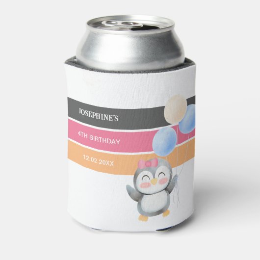 かわいいスイートペンギンバルーンガール誕生日 缶クーラー (缶裏面)