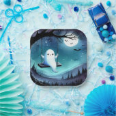 かわいいスウィング幽霊 ペーパープレート (パーティー)