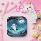 かわいいスウィング幽霊 ペーパープレート (パーティー)