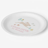 かわいいスウィートバニーうさぎ動物1歳誕生日パーティー ペーパープレート (アングル)