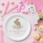 かわいいスウィートバニーうさぎ動物1歳誕生日パーティー ペーパープレート (パーティー)