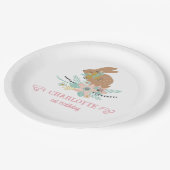 かわいいスウィートバニーうさぎ動物1歳誕生日パーティー ペーパープレート (アングル)