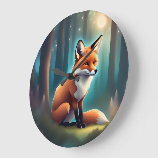 かわいいスウィートリトル森の動物フクロウ幼児室 ラージ壁時計 (傾斜)