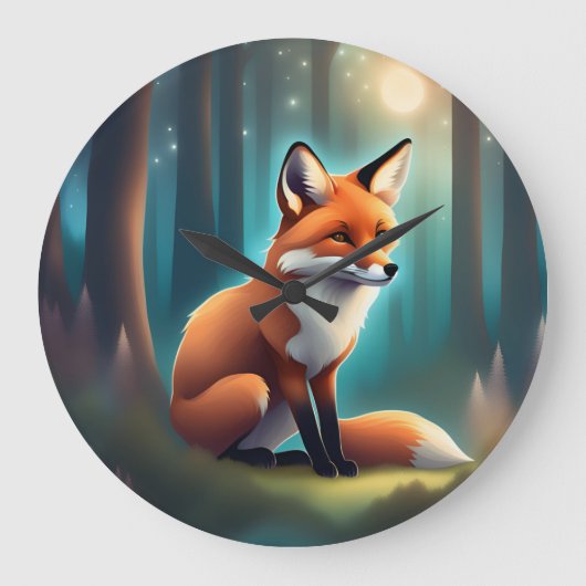 かわいいスウィートリトル森の動物フクロウ幼児室 ラージ壁時計 (正面)