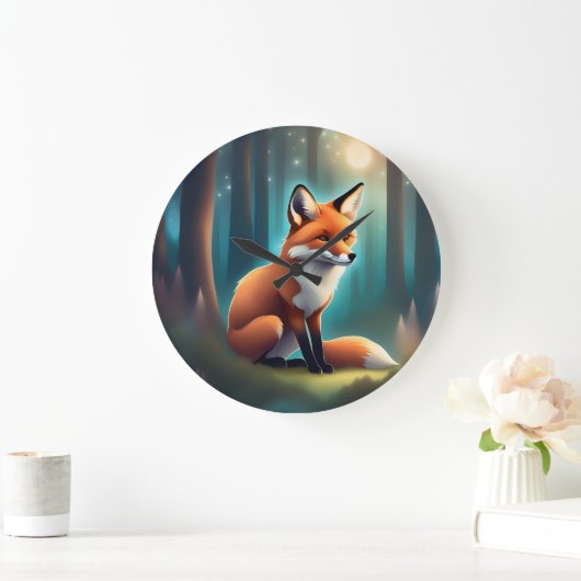 かわいいスウィートリトル森の動物フクロウ幼児室 ラージ壁時計 (ホーム)