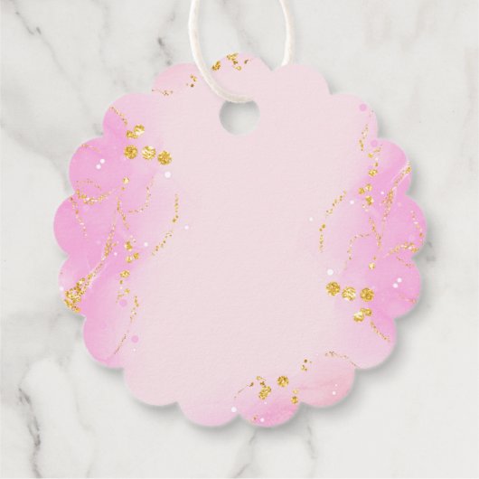かわいいスウィートワン1stバースデーピンクフェイク金ゴールドグリッター フェイバータグ (裏面)