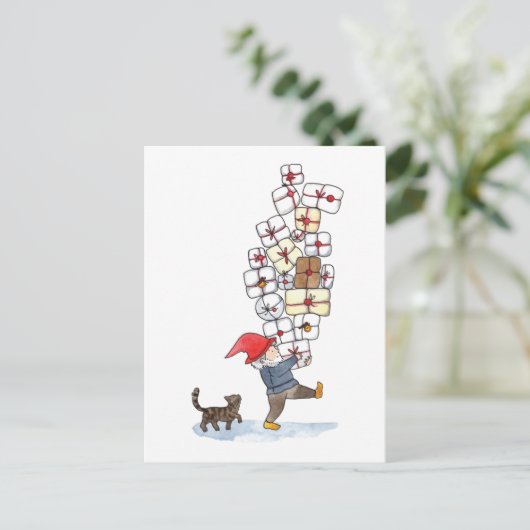 かわいいスウェーデントムテンクリスマスウォーター シーズンポストカード (スタンド正面)