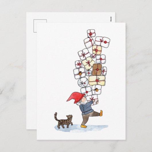 かわいいスウェーデントムテンクリスマスウォーター シーズンポストカード (正面/裏面)
