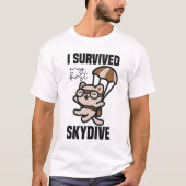 かわいいスカイダイビングおもしろい猫スカイダイビング Tシャツ (正面)
