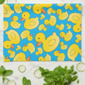 かわいいスカイブルーのゴムアヒル キッチンタオル (折り畳み)