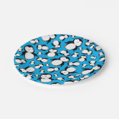 かわいいスカイブルーのペンギンパターン ペーパープレート (アングル)