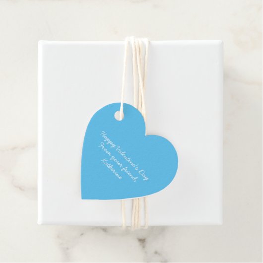 かわいいスカイブルーハートバレンタインデー教室の少年 フェイバータグ (インサイチュ)