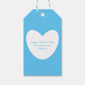 かわいいスカイブルーハート教室バレンタインデー ギフトタグ (正面)