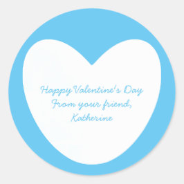 かわいいスカイブルーハート教室バレンタインデー ラウンドシール