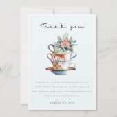 かわいいスカイブルー積み重ねカップベビーシャワーティーパーティー サンキューカード (正面)