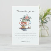かわいいスカイブルー積み重ねカップベビーシャワーティーパーティー サンキューカード (スタンド正面)