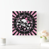 かわいいスカルとクロスボーン スクエア壁時計 (ホーム)