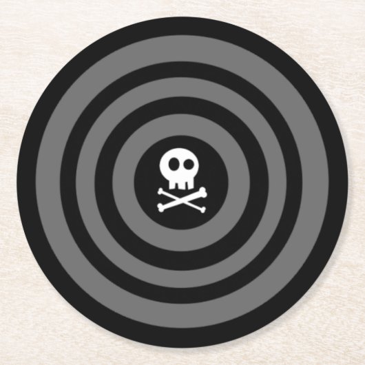 かわいいスカルとクロスボーン ラウンドペーパーコースター (正面)