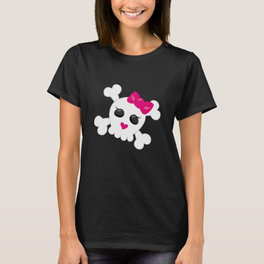 かわいいスカルとクロスボーン Tシャツ (正面)