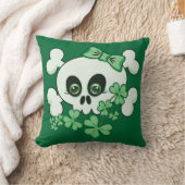 かわいいスカルとシャムロック クッション (ブランケット)