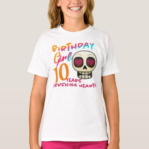 かわいいスカルとハートカスタム誕生日 Tシャツ