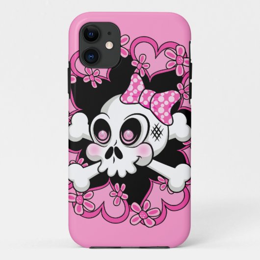 かわいいスカルとハート Case-Mate iPhoneケース (裏面)