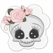 かわいいスカルとバラ シール (正面)
