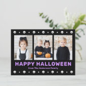 かわいいスカルと星ブラックパープルハロウィーンの写真 シーズンカード (スタンド正面)