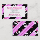 かわいいスカルのピンクと黒の名刺 名刺 (正面/裏面)