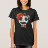 かわいいスカルの身に着けている花 Tシャツ (正面)