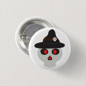 かわいいスカルの魔女の漫画 缶バッジ (正面&裏面)