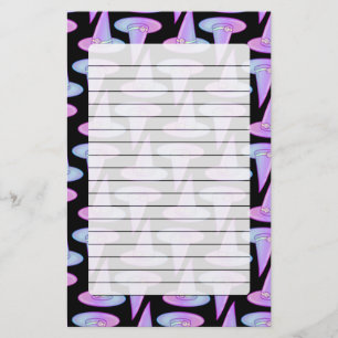 かわいいスカルウィッチハットパープルブルースケッチパターン 便箋