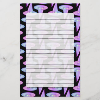 かわいいスカルウィッチハットパープルブルースケッチパターン 便箋