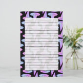 かわいいスカルウィッチハットパープルブルースケッチパターン 便箋 (スタンド正面)