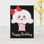 かわいいスカルカップケーキ誕生日 カード (黄色い花)