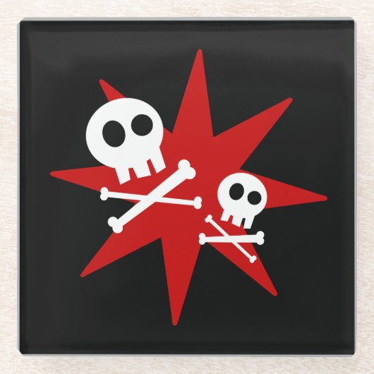 かわいいスカルズガラスコースター ガラスコースター (正面)