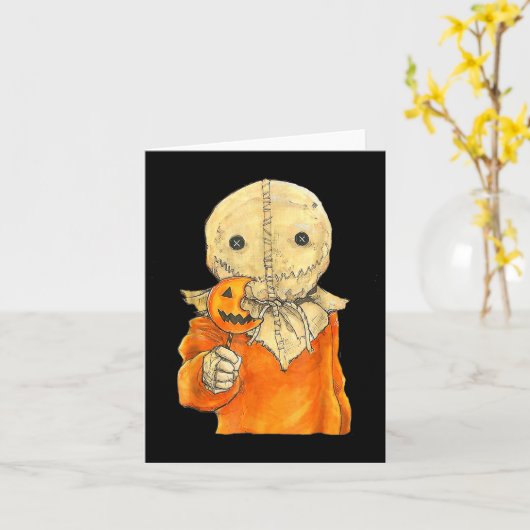 かわいいスカルハロウィーン2025の衣装Fをトリックまたは治療 カード (黄色い花)