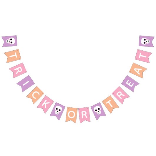 かわいいスカルパステルハロウィーントリックまたはトリート バンティングフラッグ (全)