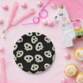 かわいいスカルパターンブラック紙プレート ペーパープレート (パーティー)