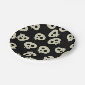 かわいいスカルパターンブラック紙プレート ペーパープレート (アングル)