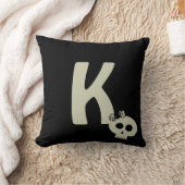 かわいいスカルモノグラムパターンブラック装飾用クッション クッション (ブランケット)