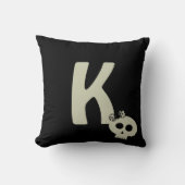 かわいいスカルモノグラムパターンブラック装飾用クッション クッション (正面)