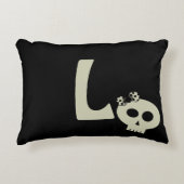 かわいいスカルモノグラムブラックハロウィンアクセント枕 アクセントクッション (正面)