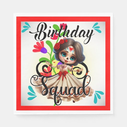 かわいいスカル誕生日 スタンダードランチョンナプキン (正面)