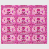 かわいいスカル、ピンクのドル ラッピングペーパー (フラット)