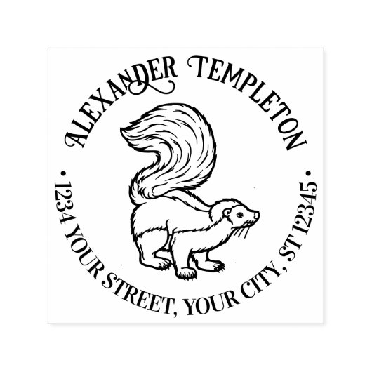 かわいいスカンクのアウトライン名差出人住所 セルフインキングスタンプ (デザイン)