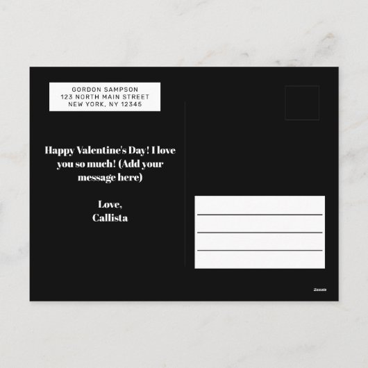 かわいいスカンクのバレンタインデー挨拶 シーズンポストカード (裏面)