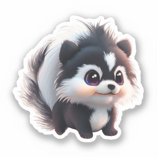 かわいいスカンク森林動物の森の友人 シール (正面)